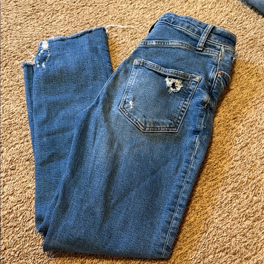 We The Free Blue Distressed Boyfriend Jeans